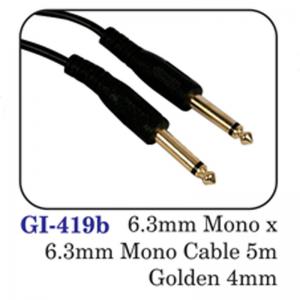 6.3mm Mono X 6.3mm Mono Cable 5m Golden 4mm