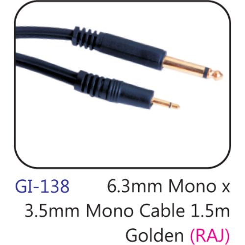 6.3mm Mono X 3.5mm Mono Cable 1.5m Golden (raj)