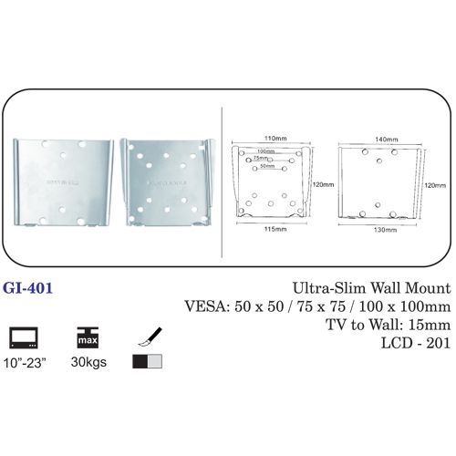 Ultra-slim Wall Mount 10" To 23"