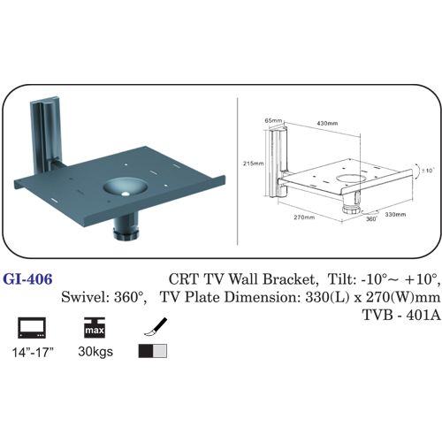 Crt Tv Wall Bracket 14" To 17"