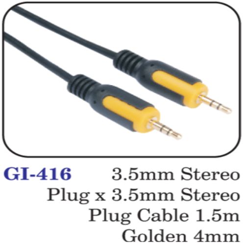 3.5mm Stereo Plug X 3.5mm Stereo Plug Cable 1.5m Golden 4mm