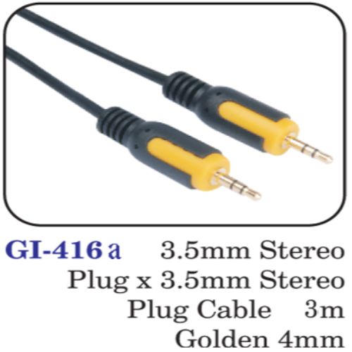 3.5mm Stereo Plug X 3.5mm Stereo Plug Cable 3m Golden 4mm