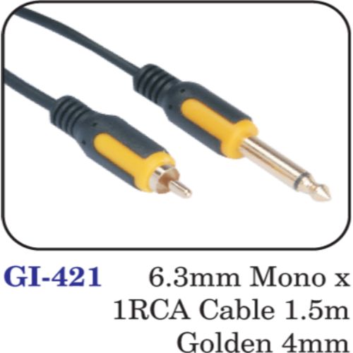 6.3mm Mono X 1rca Cable 1.5m Golden 4mm