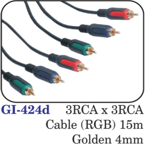 3rca X 3rca Cable (rgb) 15m Golden 4mm