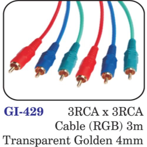 3rca X 3rca Cable (rgb) 3m Transparent Golden 4mm