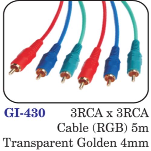 3rca X 3rca Cable (rgb) 5m Transparent Golden 4mm