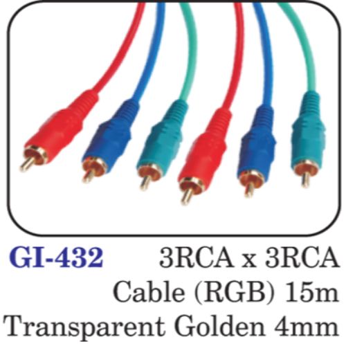 3rca X 3rca Cable (rgb) 15m Transparent Golden 4mm