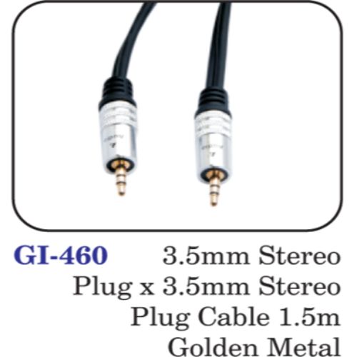 3.5mm Stereo Plug X 3.5mm Stereo Plug Cable 1.5m Golden Metal