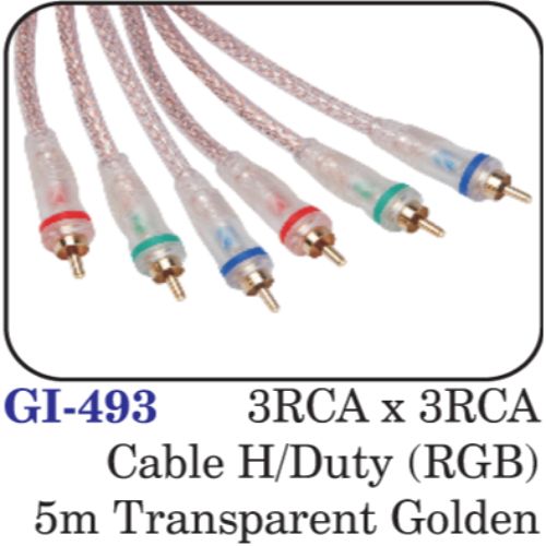 3rca X 3rca Cable H/duty (rgb) 5m Transparent Golden