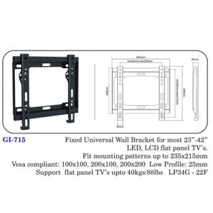 Fixed Universal Wall Bracket For Most 23" To 42" Led, Lcd Flat Panel Tvs