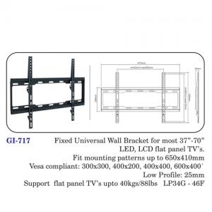 Fixed Universal Wall Bracket For Most 37" To 70" Led, Lcd Flat Panel Tvs