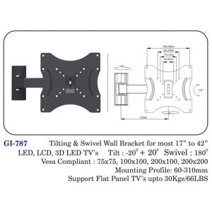 Tilting & Swivel Wall Bracket For Most 17" To 42" Led, Lcd, 3d Led Tvs