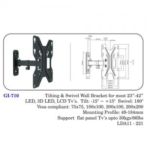 Tilting & Swivel Wall Bracket For Most 23" To 42" Led, 3d Led, Lcd Tvs